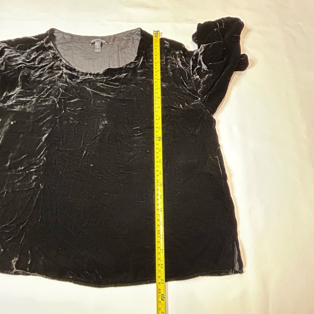 Eileen Fisher silk blend Velvet blouse black Long-Sleeve minimalist Top size S - Picture 11 of 12